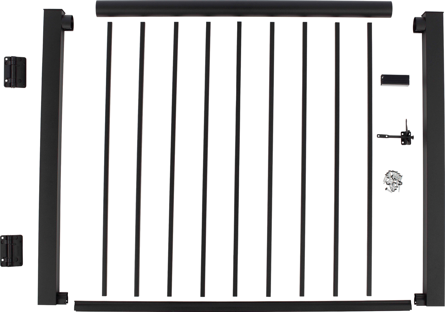 Railing 36" Tall - 48" Wide - Aluminum Gate Kit - Powdercoated Black (per 4 feet)